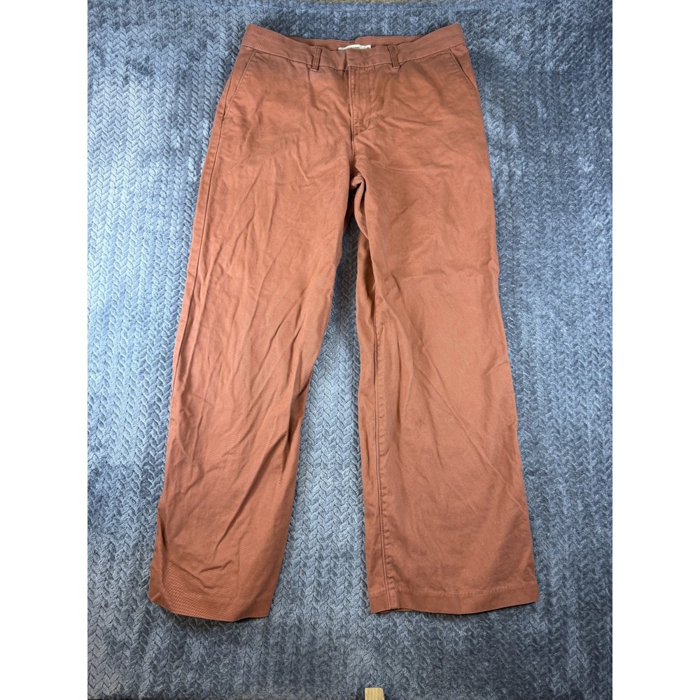 Levis Baggy Trousers Women 31 Baked Clay Brown Twill Straight Pants A4674-0003